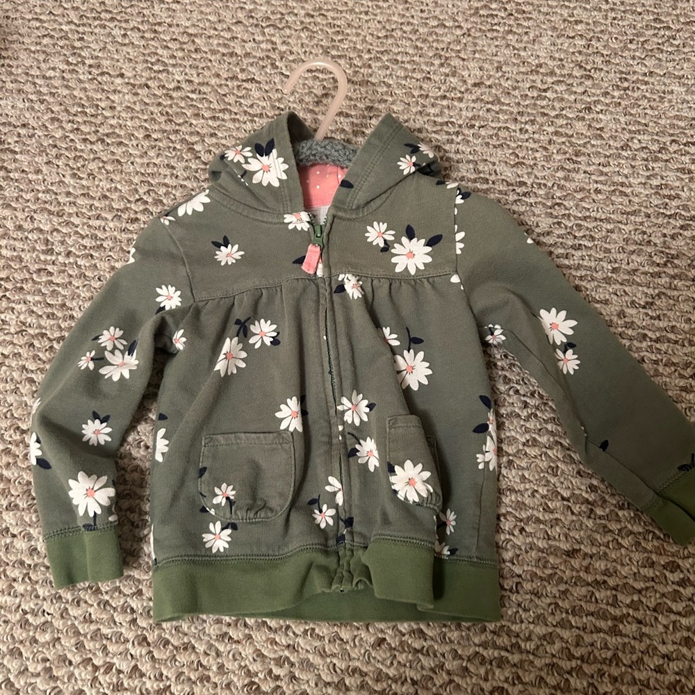 Carter's Olive Floral Kids Hoodie